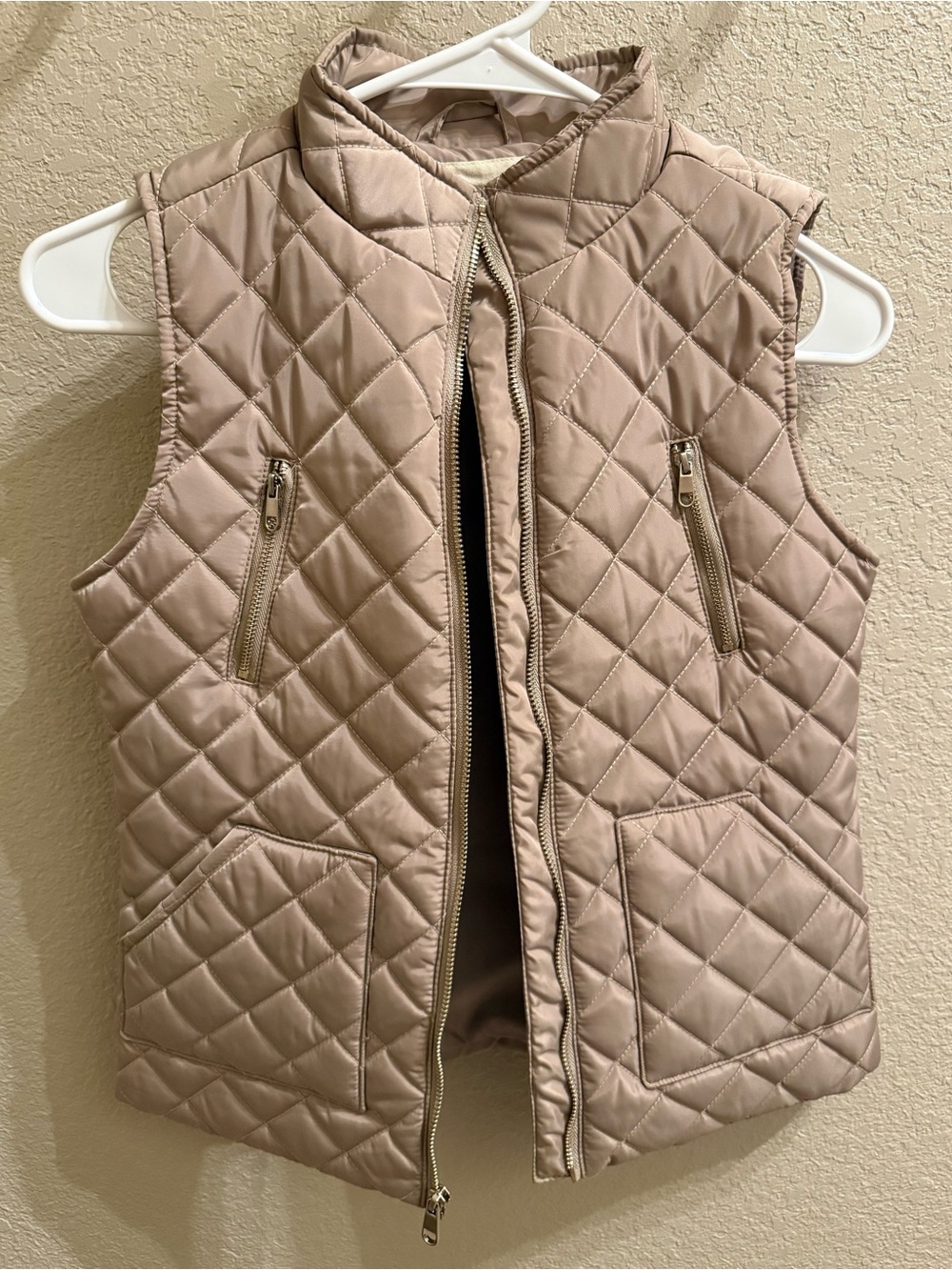 Copper Key Kids Quilted Sleeveless Vest in Taupe Beige